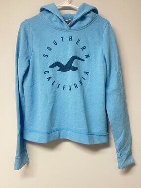 Hollister California Sweatshirt Womens Size Large Light Blue Hoodie Seagull